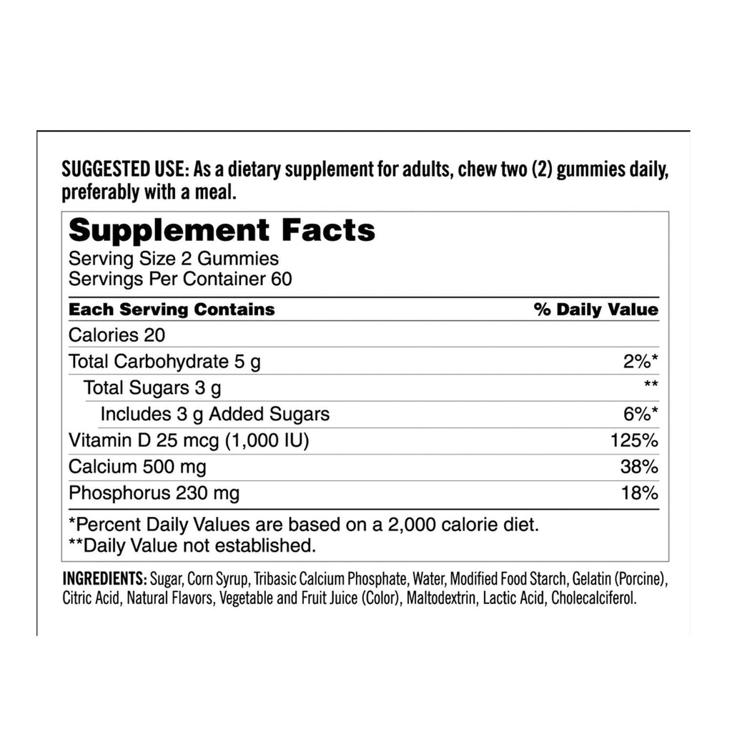 Calcium 500 Mg with D3 &amp; Zinc, 240 Adult Gummies