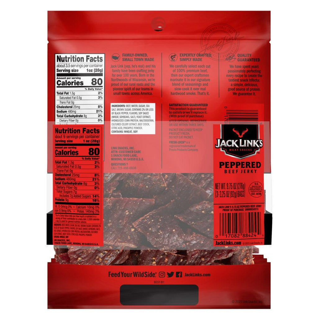 Beef Jerky, Peppered, 3.25 Oz, 3-Count