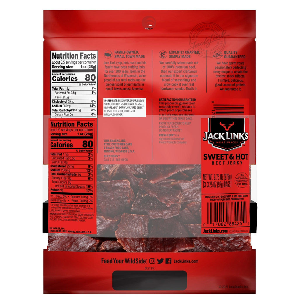 Beef Jerky, Sweet and Hot, 3.25 Oz, 3-Count