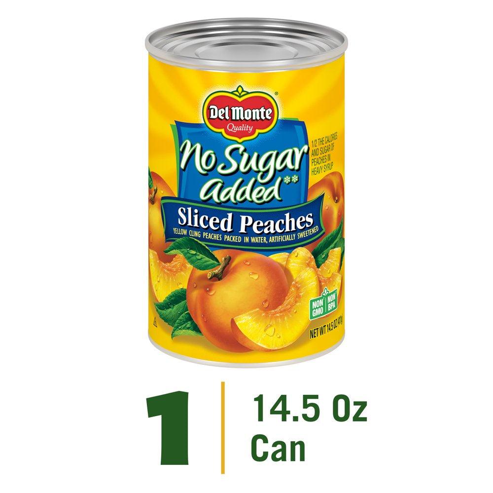 Del Monte No Sugar Added Sliced Peaches, Canned Fruit, 14.5 Oz Can