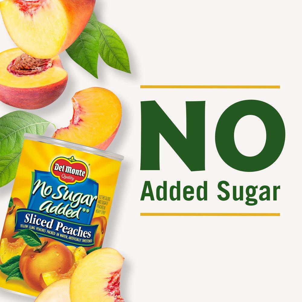 Del Monte No Sugar Added Sliced Peaches, Canned Fruit, 14.5 Oz Can