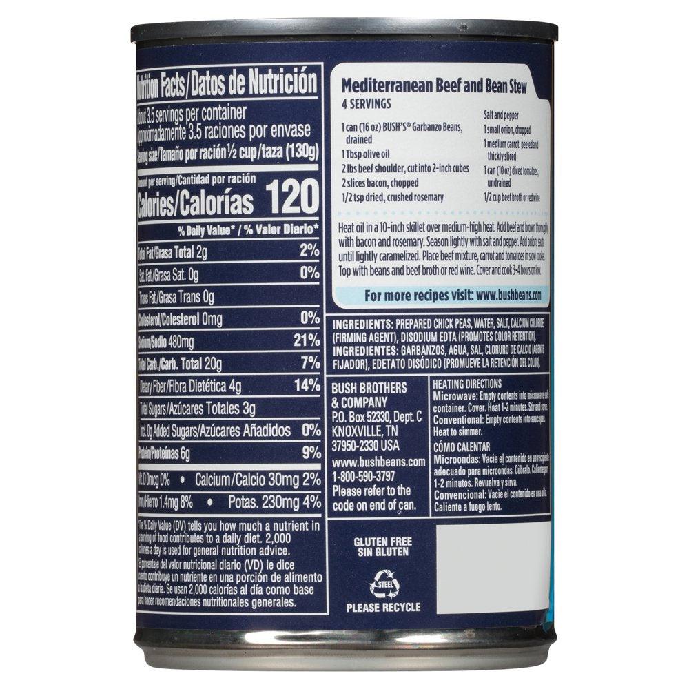 Bush&#039;S Garbanzo Beans, Canned Chickpeas, 16 Oz Can