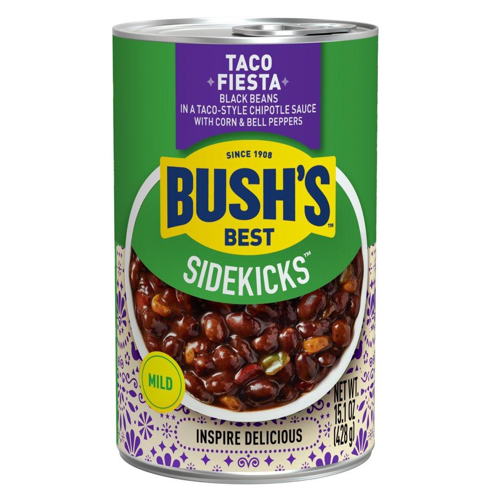 Bush&#039;S Sidekicks Taco Fiesta Black Beans, Mild Black Beans, 15.1 Oz Can