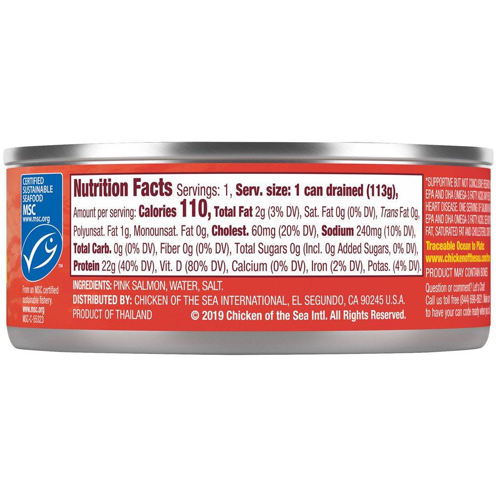 Chicken of the Seaskinless Boneless Chunk Style Pink Salmon in Water, 5 Oz Can