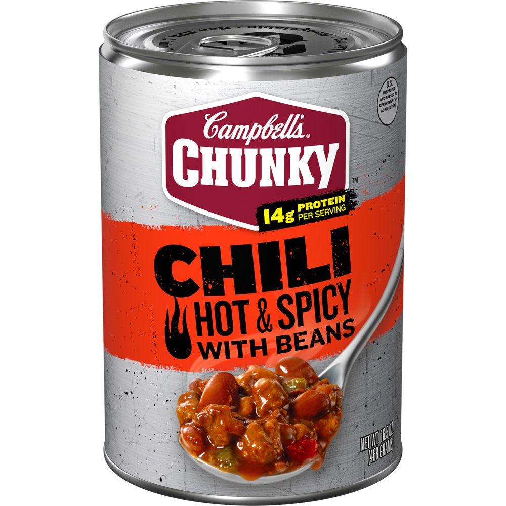 Campbell&#039;S Chunky Hot &amp; Spicy Chili with Beans, 16.5 OZ Can