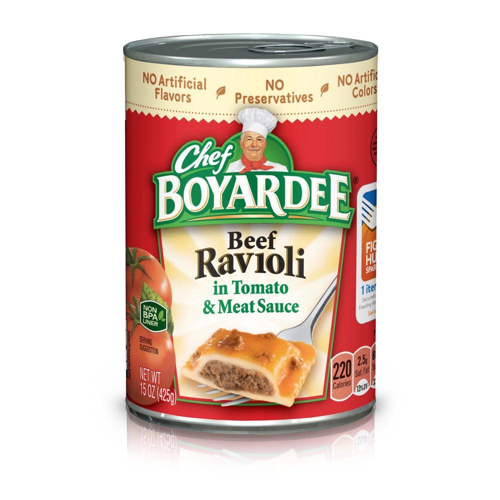 Chef Boyardee Beef Ravioli in Tomato Sauce, Microwave Pasta Lunch Meal, 15 Oz Can