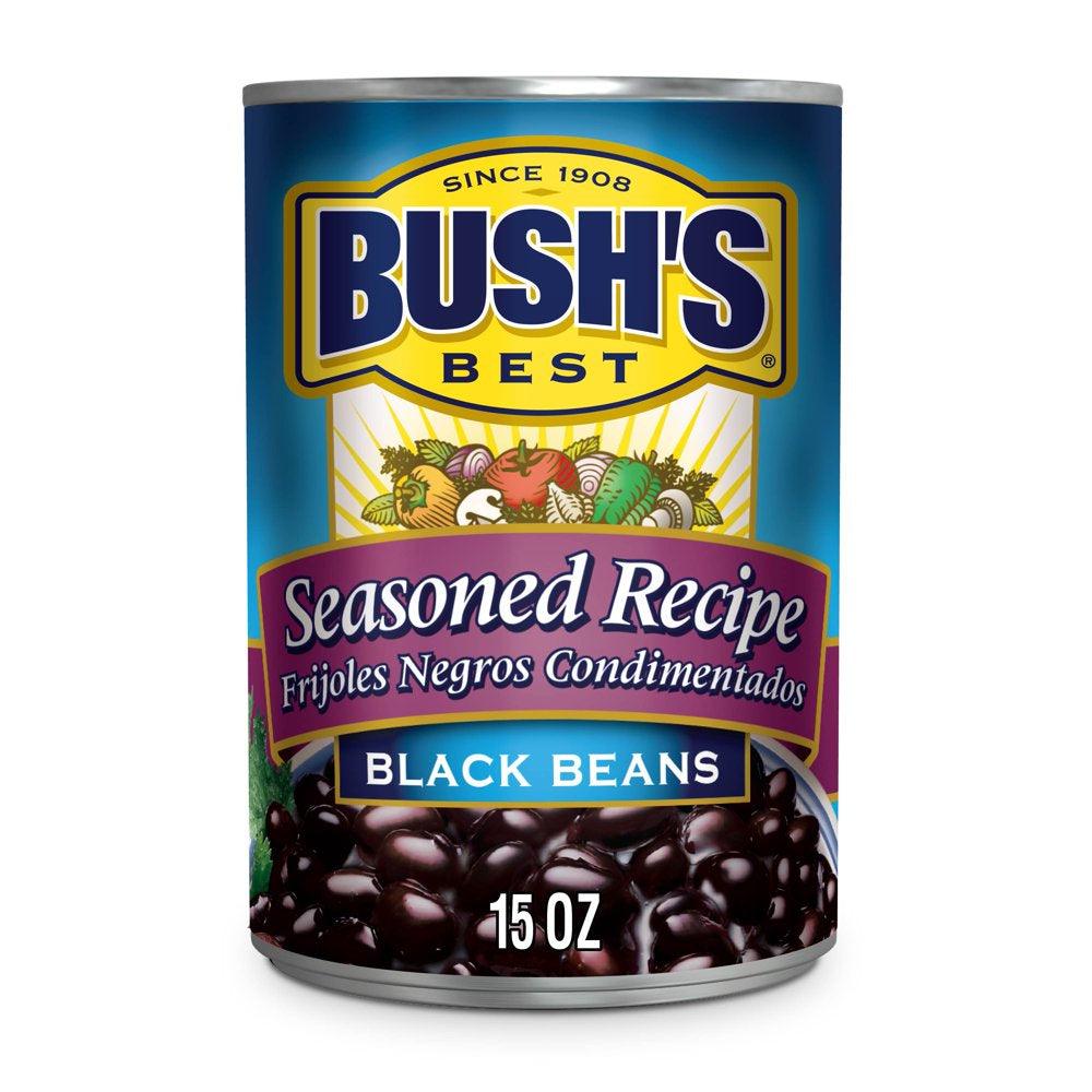 Bush&#039;S Seasoned Recipe Black Beans, Canned Beans, 15 Oz