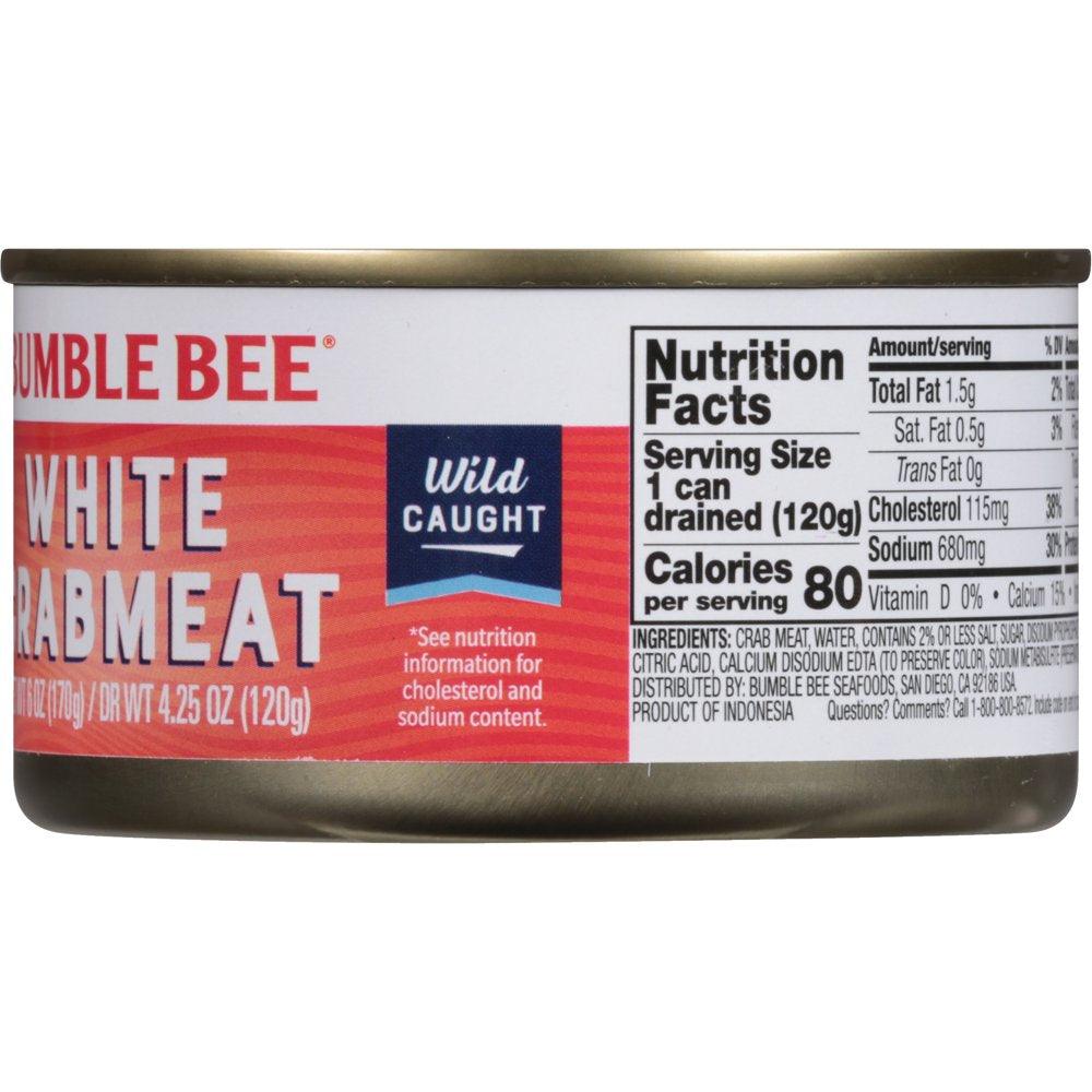 Bumble Bee White Crab Meat, 6 Oz Can