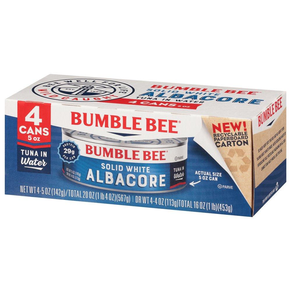 Bumble Bee Solid White Albacore Tuna in Water, 5Oz (Pack of 4)