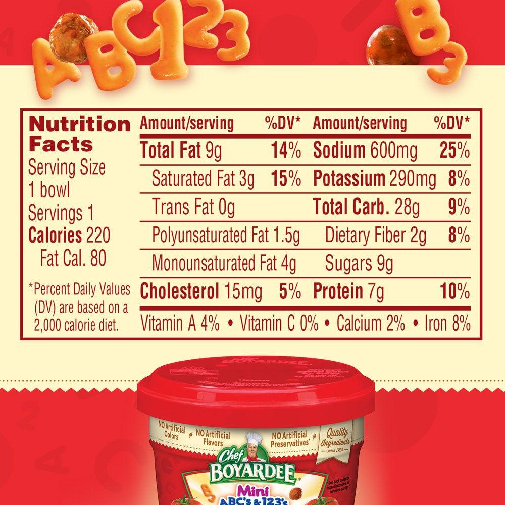 Chef Boyardee Mini-Bites Abc&#039;S &amp; 123&#039;S Pasta with Meatballs, 7.5 Oz