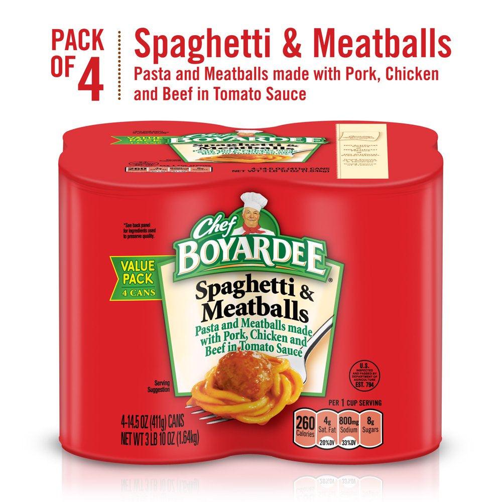 Chef Boyardee Spaghetti and Meatballs, Microwave Pasta, 4 Pack, 14.5 Oz