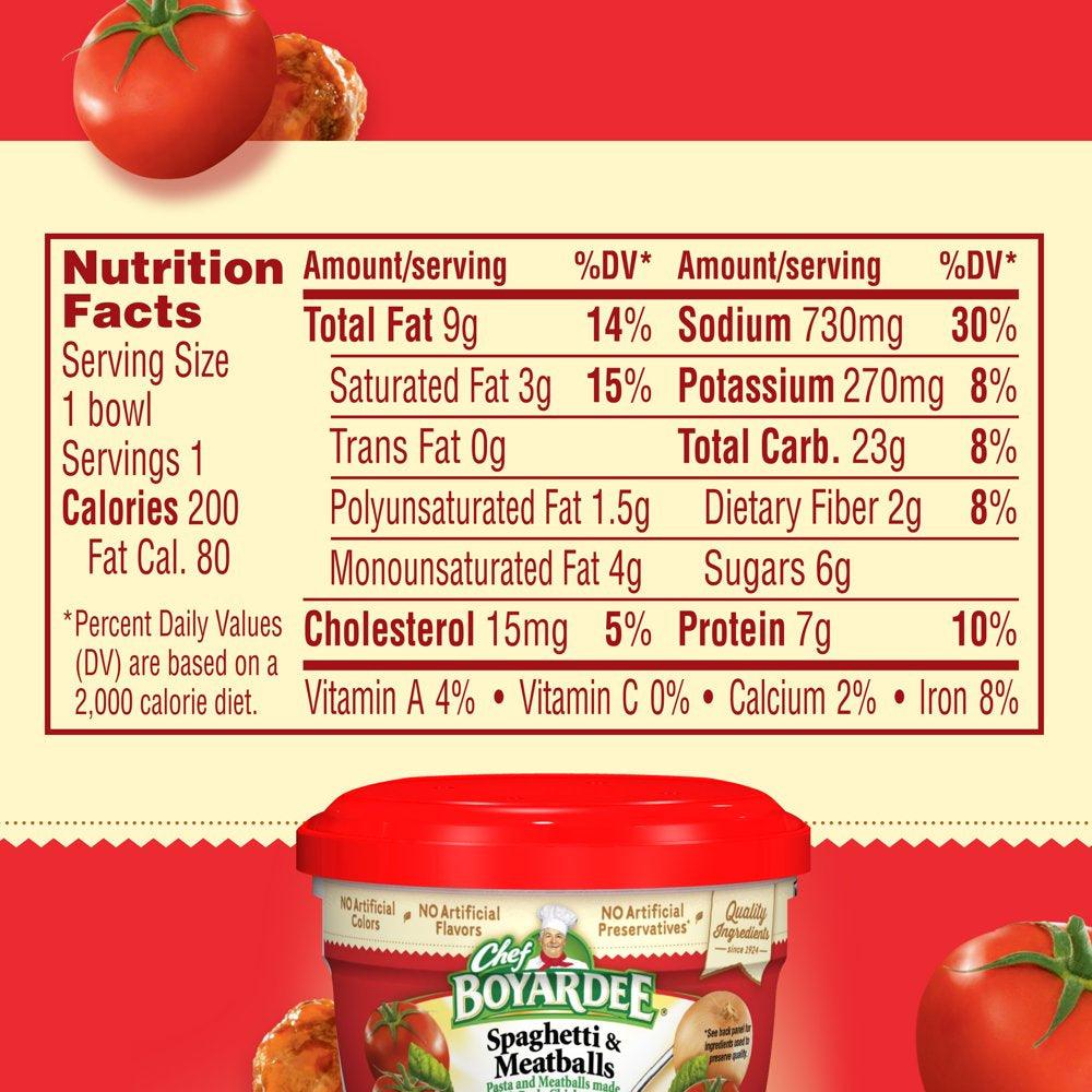 Chef Boyardee Spaghetti and Meatballs, Microwave Pasta, 7.5 Oz