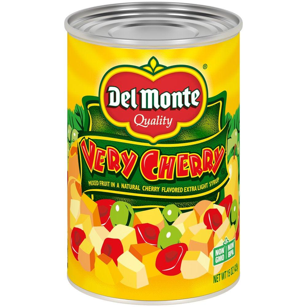 Del Monte Very Cherry Mixed Fruit, Light Syrup, 15 Oz Can