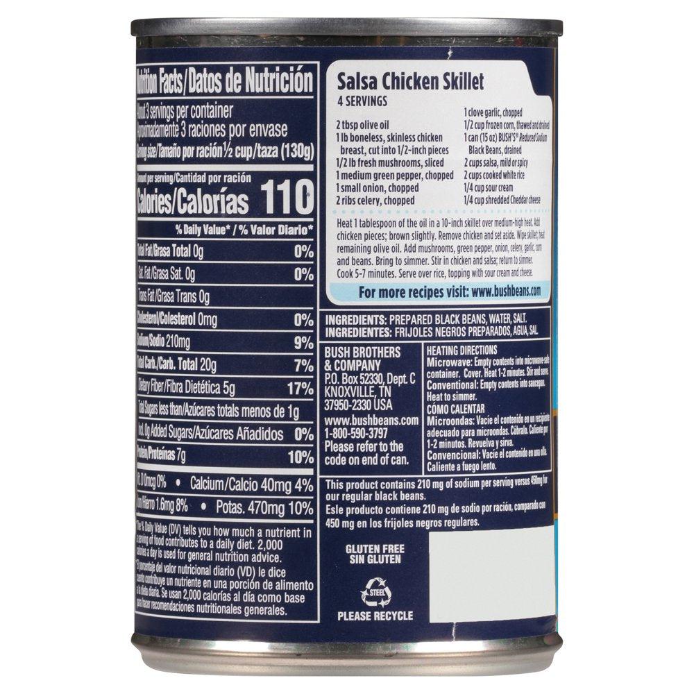 Bush&#039;S Reduced Sodium Black Beans, 15 Oz Can