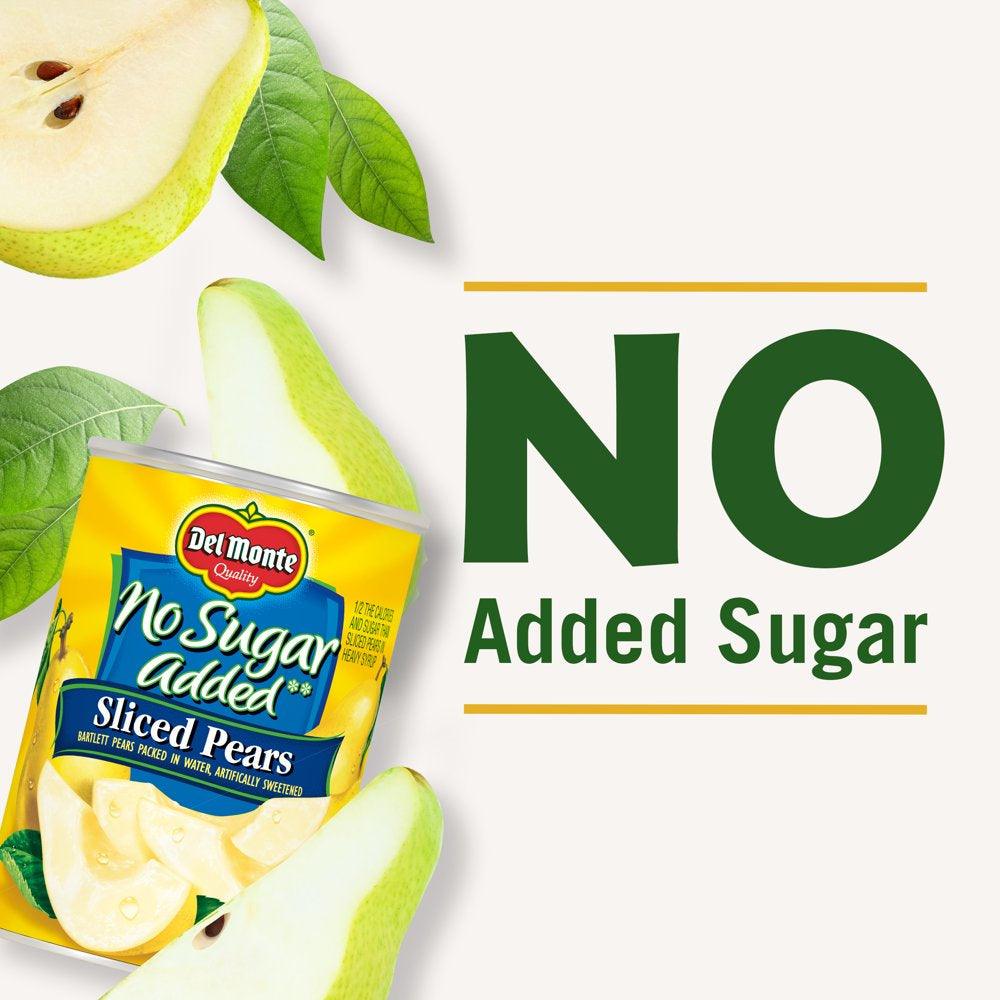 Del Monte No Sugar Added Bartlett Pears, Canned Fruit, 14.5 Oz Can