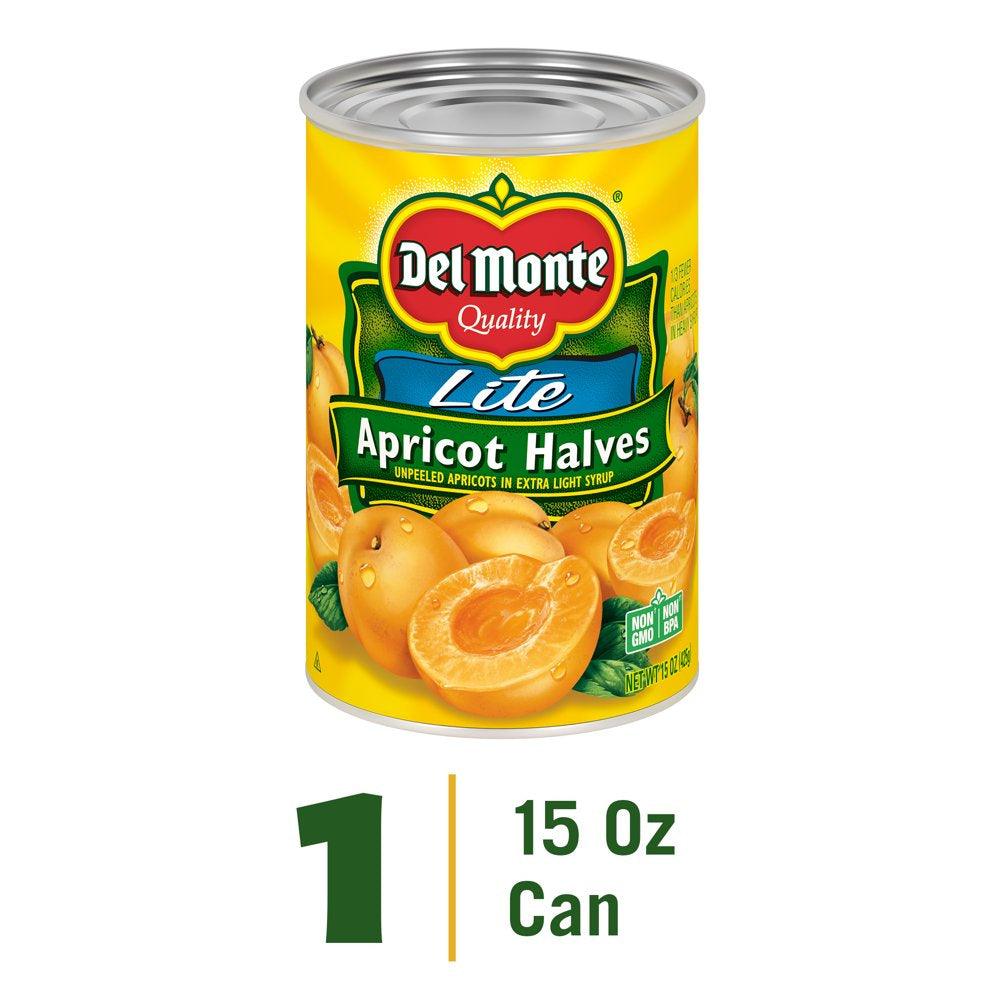 Del Monte Lite Apricot Halves, Canned Fruit, 15 Oz Can