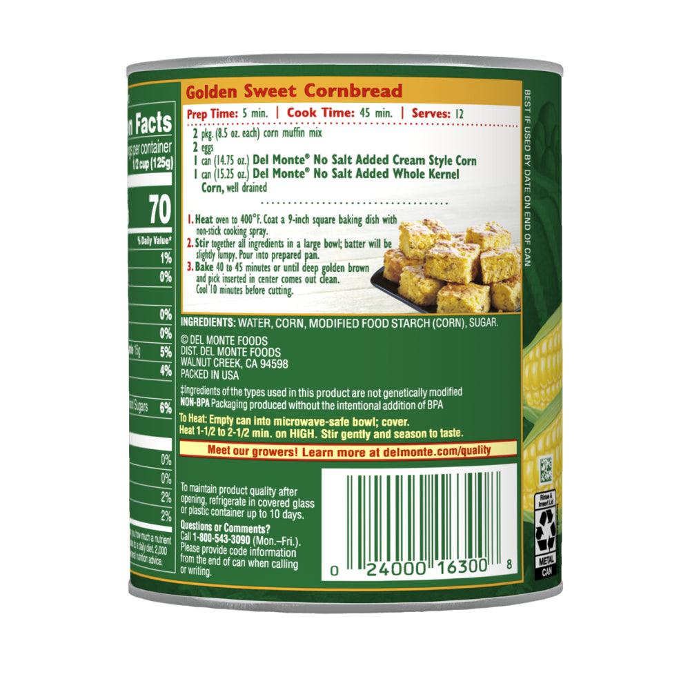 Del Monte Sweet Corn Cream Style, No Salt Added, 14.75 Oz Can