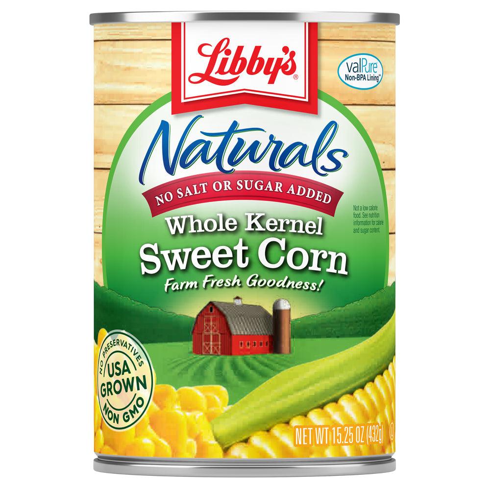 (6 Cans) Libby&#039;S Naturals Whole Kernel Corn, No Salt Added, No Sugar Added, 15.25 Oz