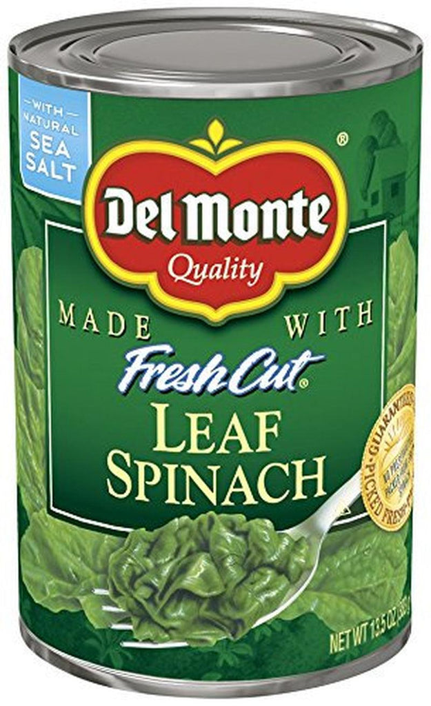 Del Monte Canned Fresh Cut Leaf Spinach, 13.5 Oz Can, Quantity of 12