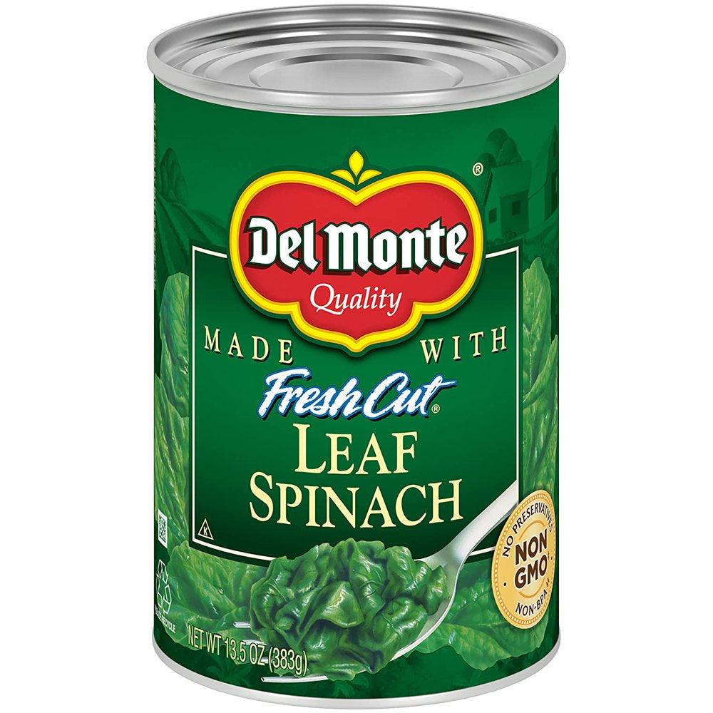 Del Monte Canned Fresh Cut Leaf Spinach, 13.5 Oz Can, Quantity of 12