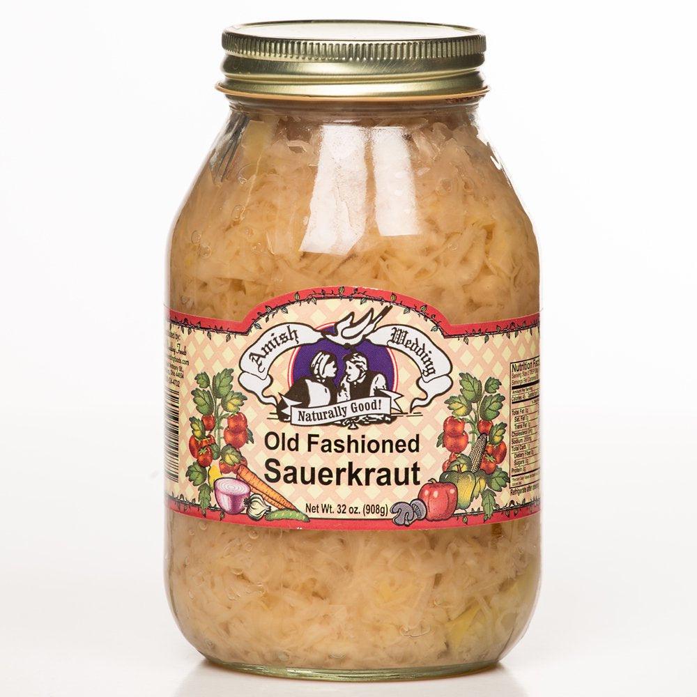 Amish Wedding Old Fashioned Ready to Eat USA Made Canned Sauerkraut 32 Oz Glass Jar