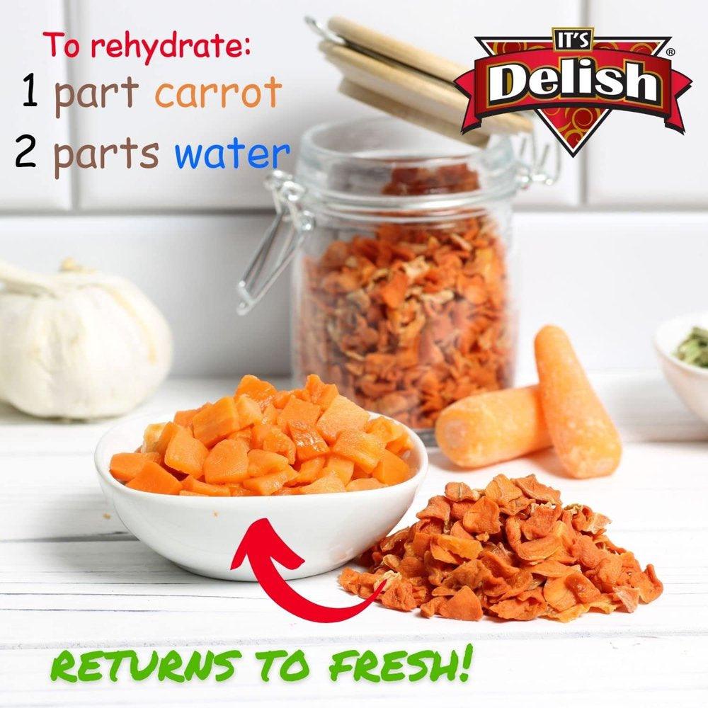 Dried Carrots by Its Delish, 24 Oz 1.5 Lb Jumbo Size Reusable Container of Dehydrated Carrot Dices