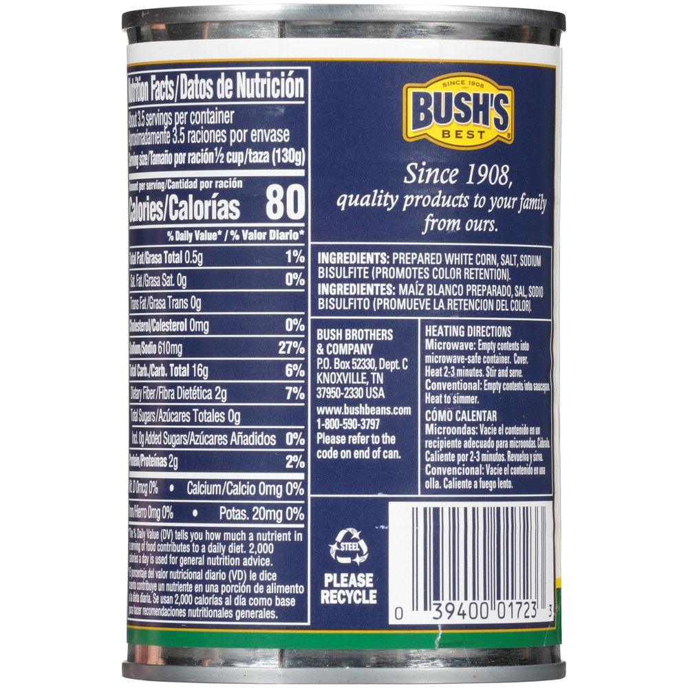 Bush&#039;S White Hominy, Canned and Shelf Stable, 15.5 Oz