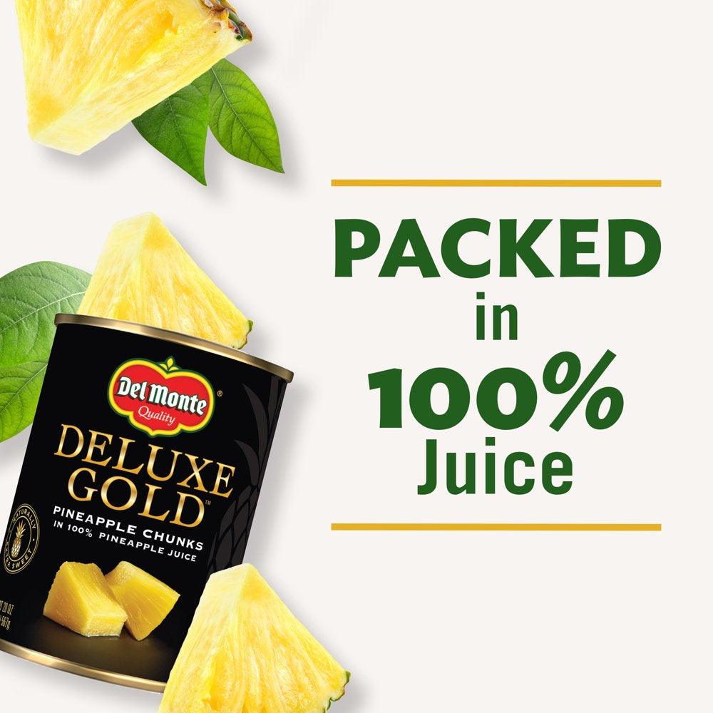 Del Monte Gold Pineapple Chunks, Canned Fruit, 20 Oz Can