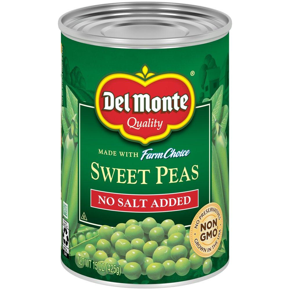 Del Monte No Salt Added Sweet Peas, 15 Oz Can