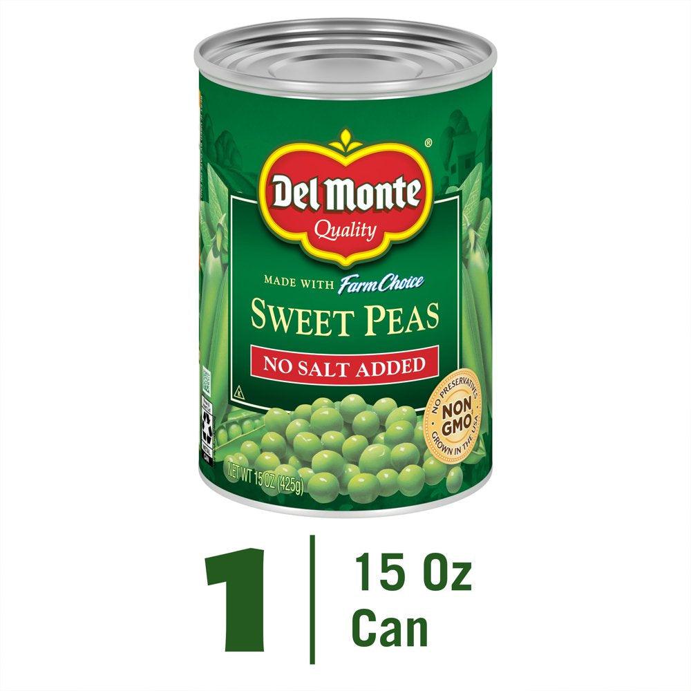 Del Monte No Salt Added Sweet Peas, 15 Oz Can