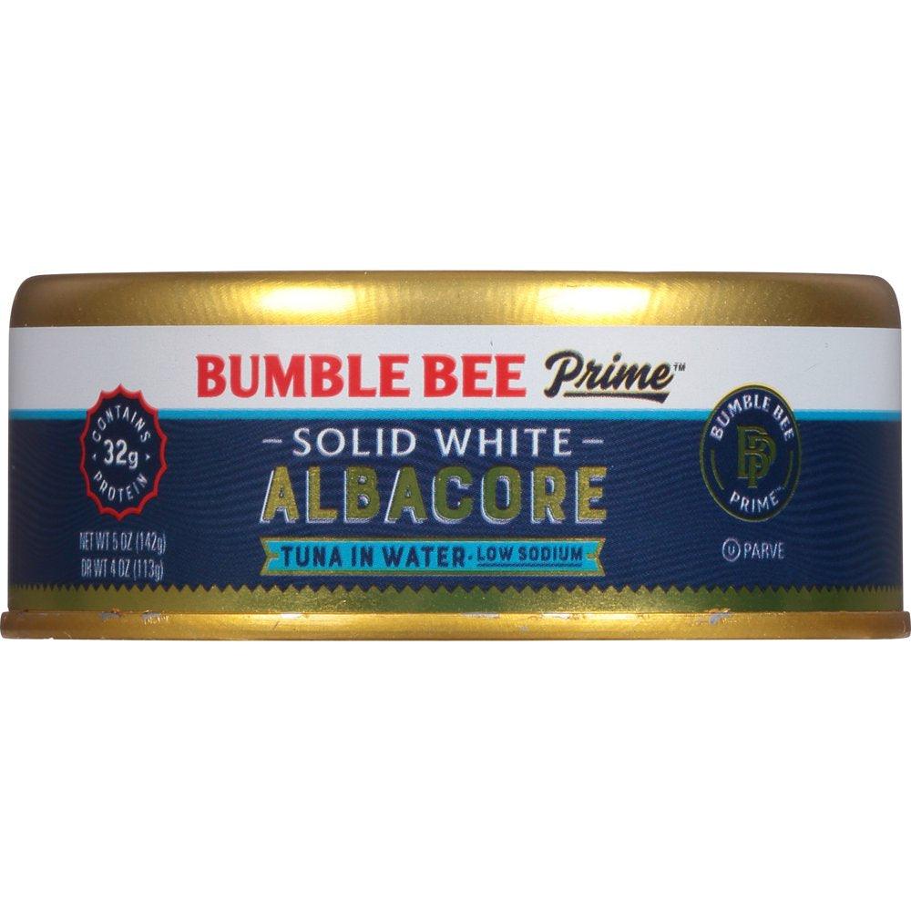 Bumble Bee Prime Solid White Albacore Tuna Low Sodium in Water, 5 Oz Can