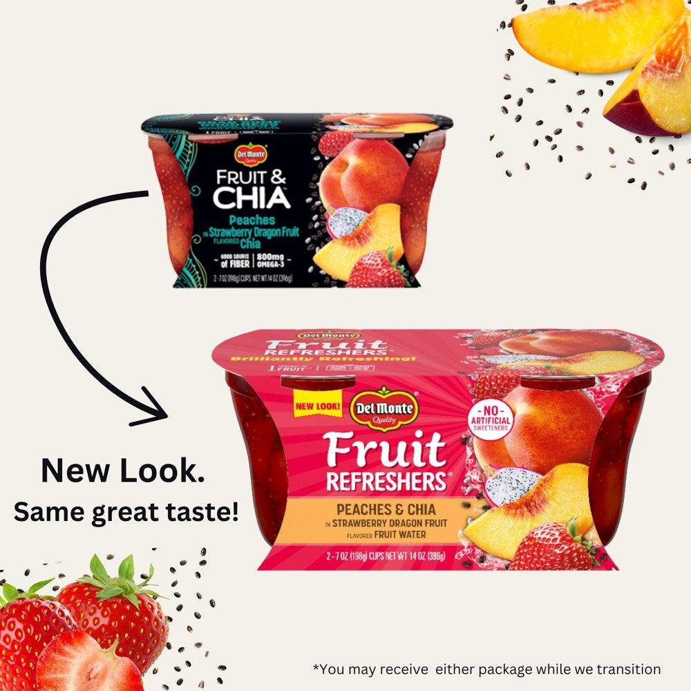 (2 Cups) Del Monte Fruit &amp; Chia Peaches in Dragon Fruit Cups, 7 Oz