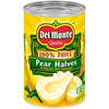 Del Monte Bartlett Pear Halves, 100% Juice, Canned Fruit, 15 Oz Can