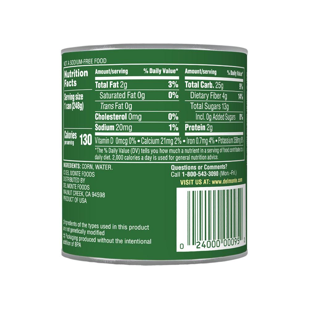 Del Monte Canned Whole Kernel Corn, No Salt Added, 8.75 Oz