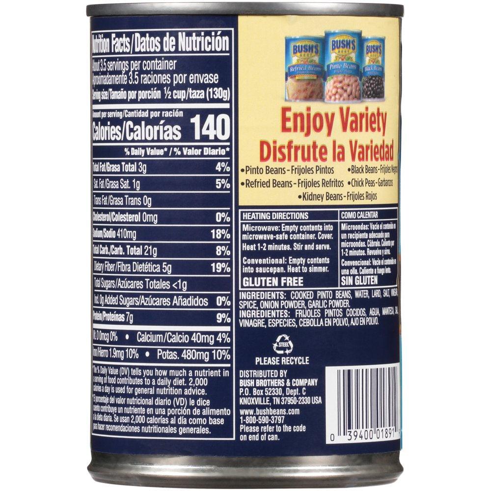 Bush&#039;S Traditional Refried Beans, Canned Beans, 16 Oz