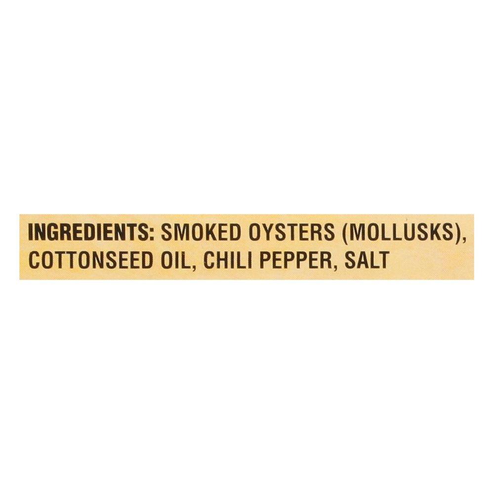 Crown Prince Mildly Spiced Smoked Oysters with Red Chili Pepper, 3 Oz (Mixed)