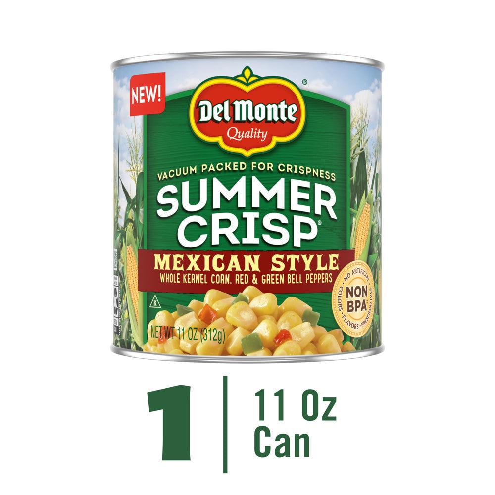 Del Monte Summer Crisp Mexican Style Corn with Whole Kernel Corn, Red &amp; Green Peppers, Canned Vegetables, 11 Oz Can