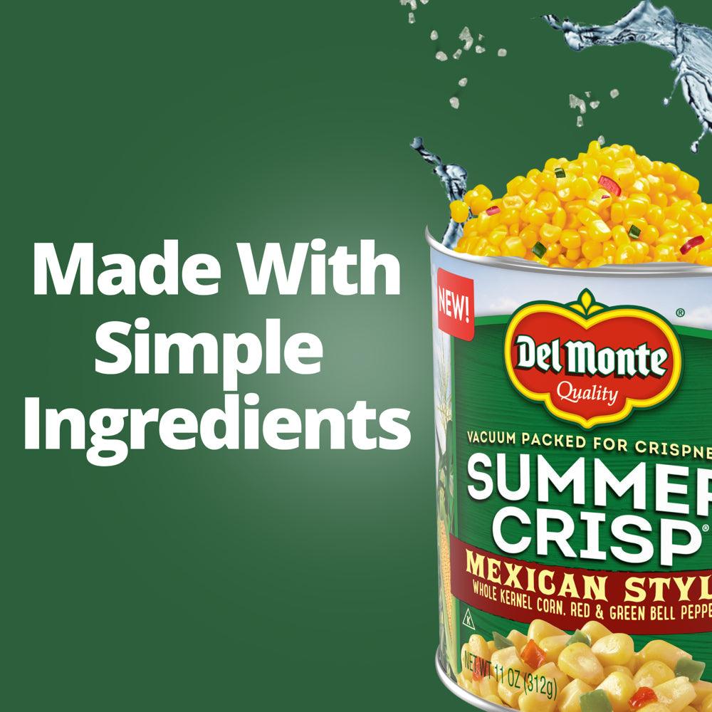 Del Monte Summer Crisp Mexican Style Corn with Whole Kernel Corn, Red &amp; Green Peppers, Canned Vegetables, 11 Oz Can