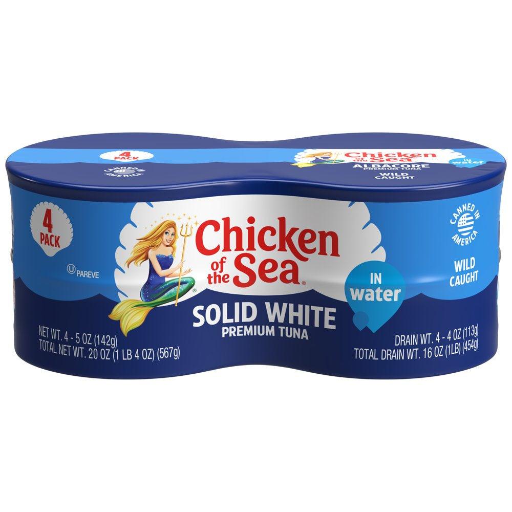 Chicken of the Sea Solid Albacore Tuna in Water, 5 Oz, 4 Cans