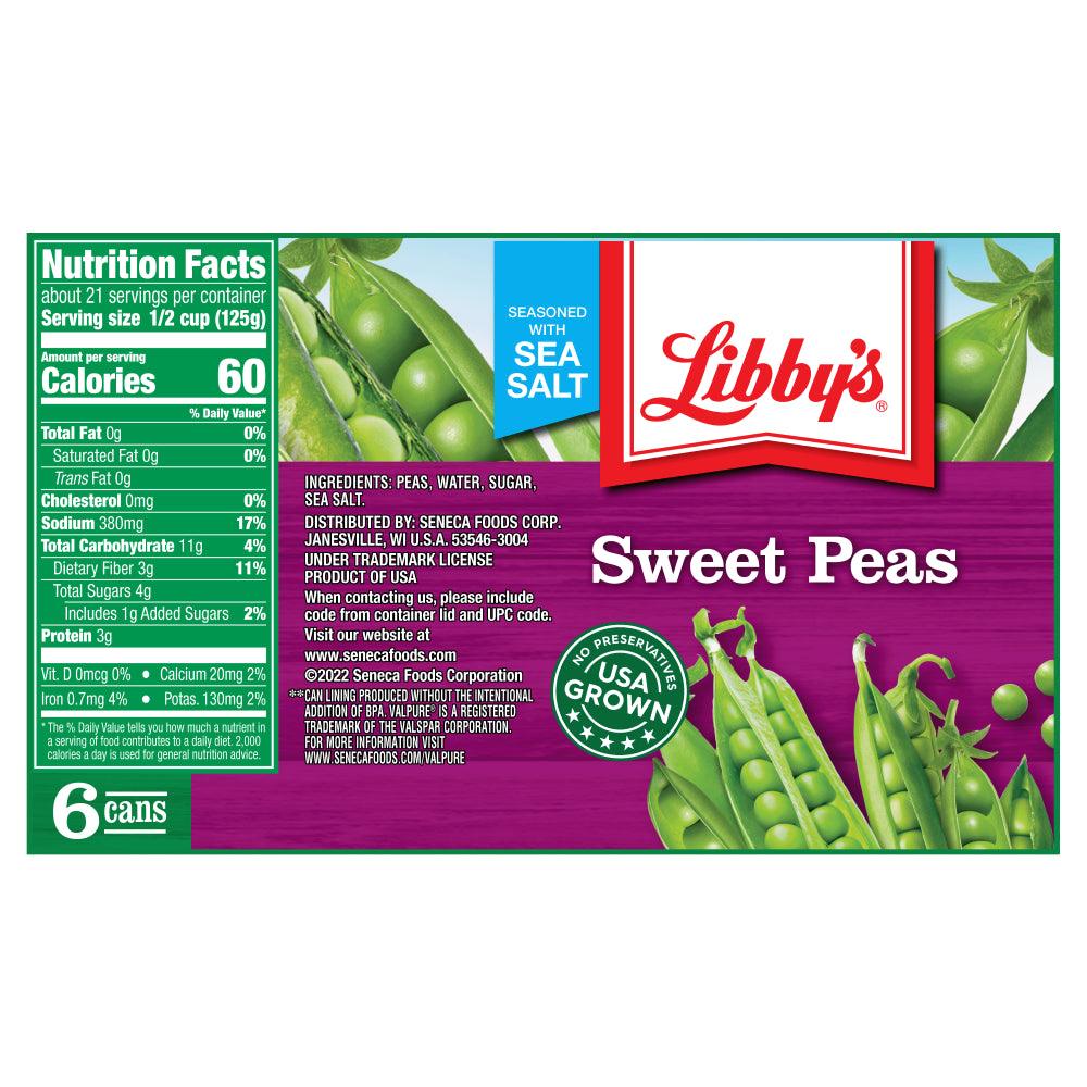 (6 Cans) Libby&#039;S Canned Sweet Peas, 15 Oz