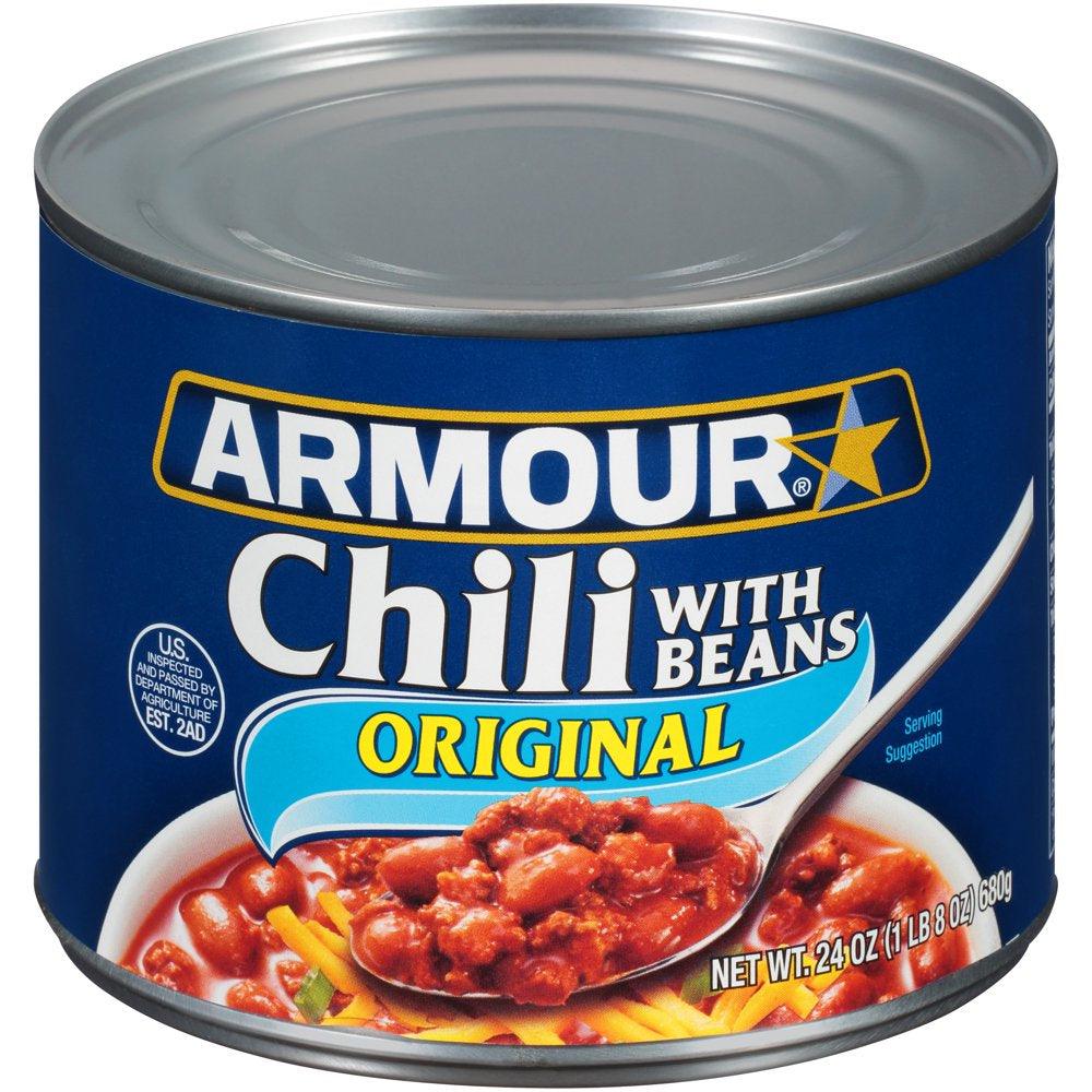 Armour Star Chili with Beans, Canned Food, 24 OZ