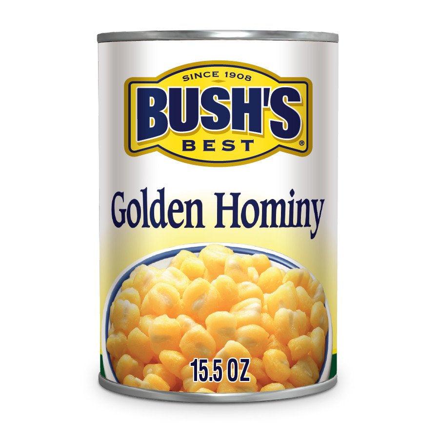 Bush&#039;S Golden Hominy, Canned and Shelf Stable, 15.5 Oz