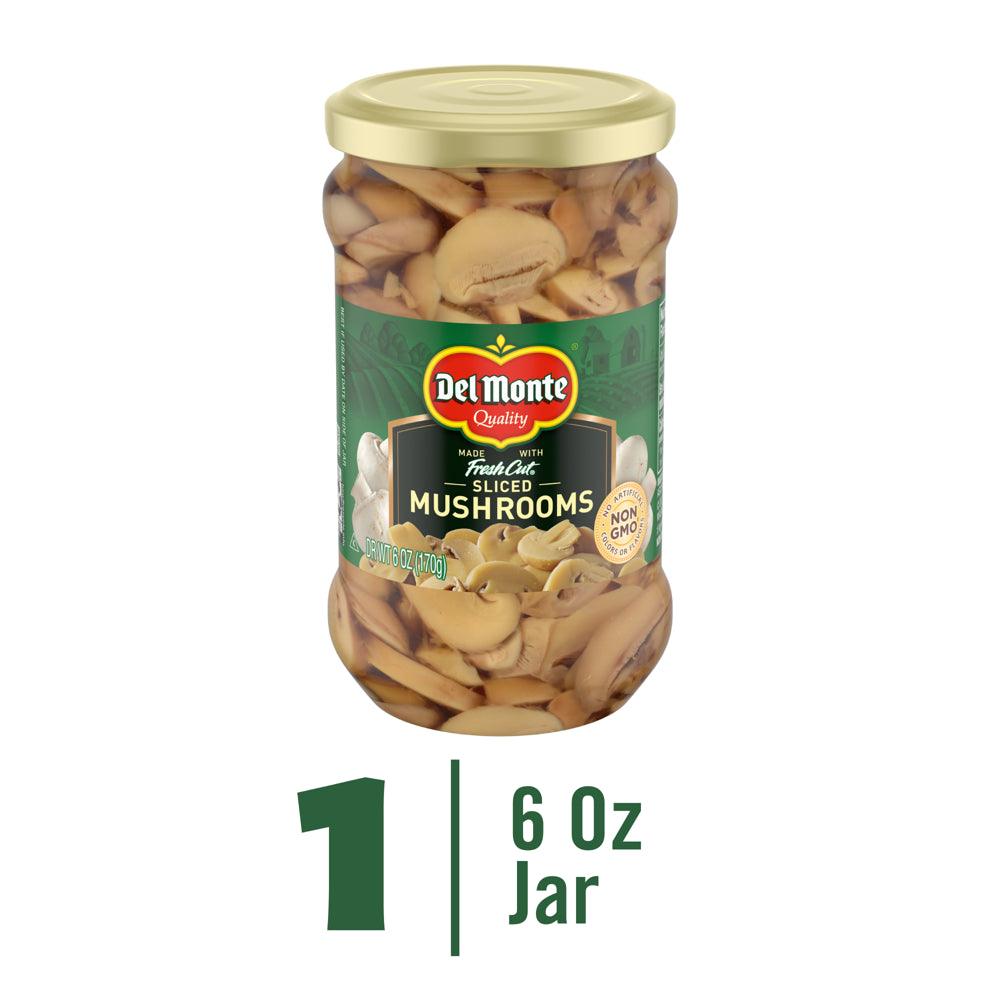 Del Monte Mushroom Slices, Jarred Vegetables Jar, 6 Oz