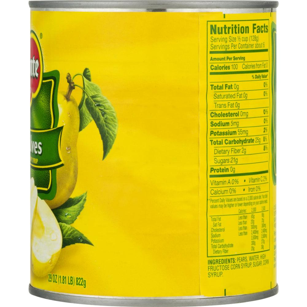 Del Monte Pear Halves, Heavy Syrup, Canned Fruit, 29 Oz Can