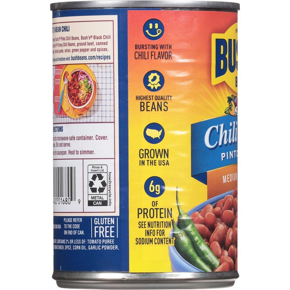 Bush&#039;S Chili Beans, Pinto Beans in Medium Chili Sauce, 16 Oz