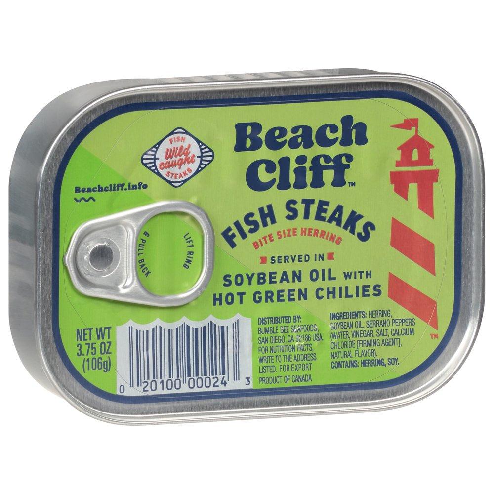 Beach Cliff Fish Steaks in Soybean Oil with Hot Green Chilies, 3.75 Oz