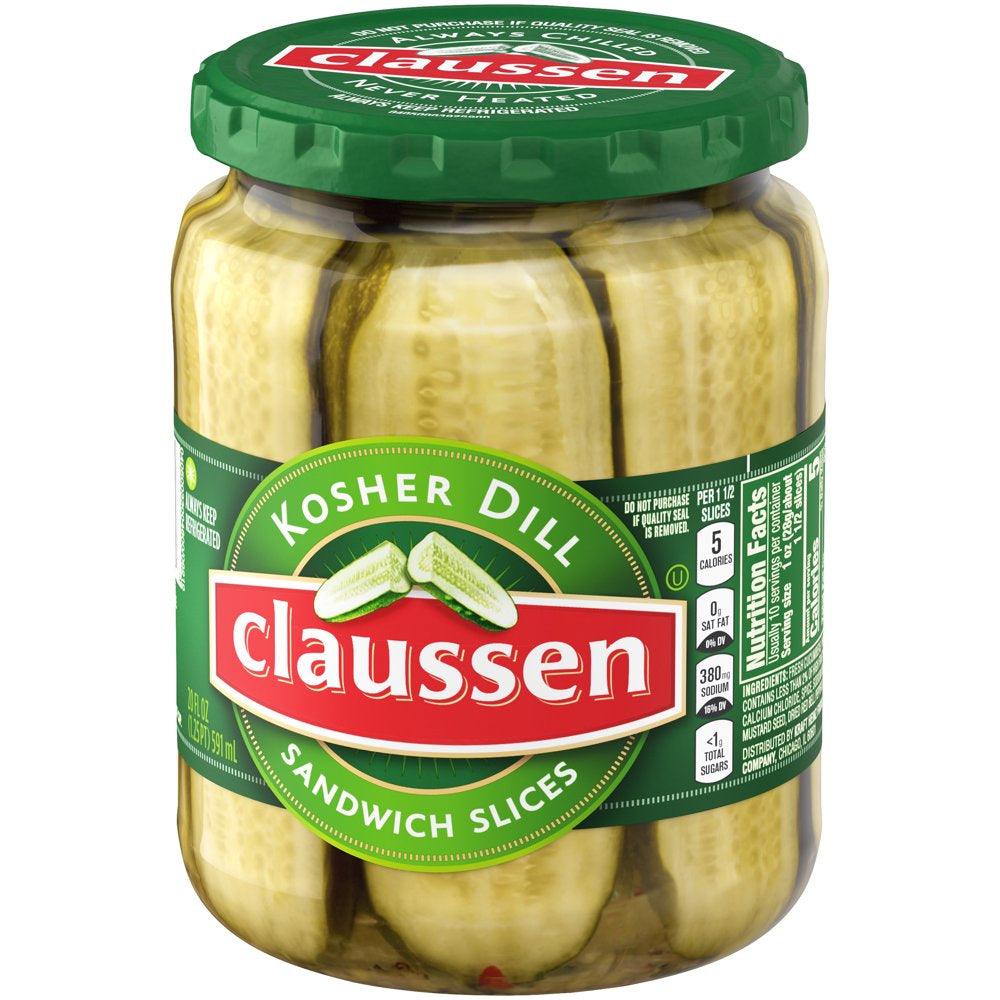 Claussen Kosher Dill Pickle Sandwich Slices, 20 Fl. Oz. Jar