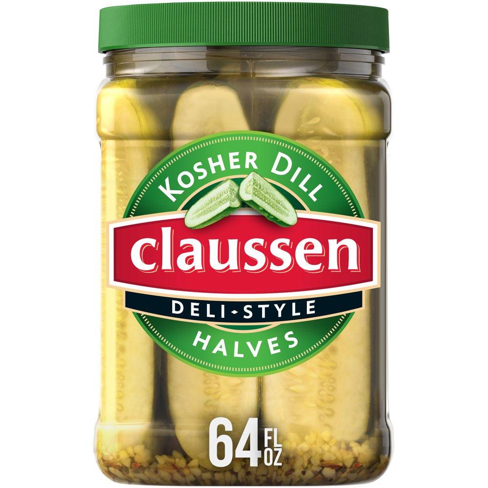 Claussen Kosher Dill Pickle Halves, 64 Fl. Oz. Container