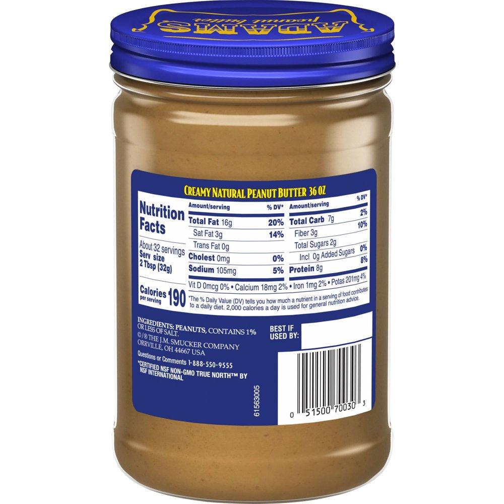 Adams Natural Creamy Peanut Butter, 36-Oz