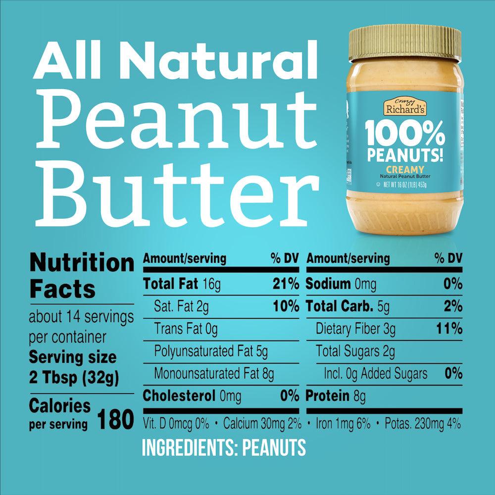 All-Natural Creamy Peanut Butter, 16 Oz